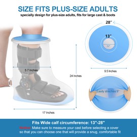 YUNCHI Waterproof Leg Cast Cover for Shower Extra Wide Non Slip for Adults Plaster After Operation Over Boots Large Dressings Bandages Protectors Durable Reusable 2023 New Updated (XL Lower Leg)