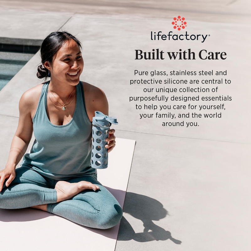 Lifefactory 22-Ounce Glass Water Bottle with Active Flip Cap and