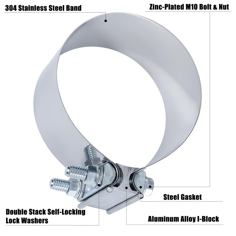 Vitonsbay 7 Inch Exhaust Clamp,7 Inch Butt Joint Exhaust Muffler