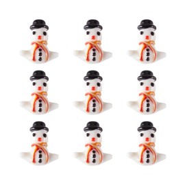 Beadthoven - 10 espaciadores de cuentas de cristal de muñeco de nieve navideño, hechos a mano, bonito adorno de Navidad para manualidades, joyería, decoración de fiesta en el hogar