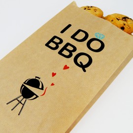 I Do BBQ Kraft Paper Favor Bags - BBQ Wedding Shower Supplies - Treat Bags - Flat Favor Bag for Sandwich Snacks Cookie Popcorn Party Gift Bag (6"x 10", Pack Of 25)
