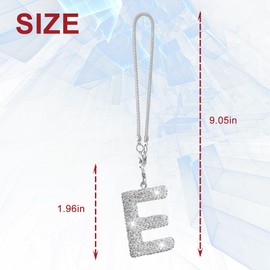 KHGUZ Bling Car Rear View Mirror Letter Charm, Crystal Rhinestone Rear View Mirror Hanging Ornament, Automotive Interior Rearview Mirrors Decoration Accessories, Universal for Vehicles(E)