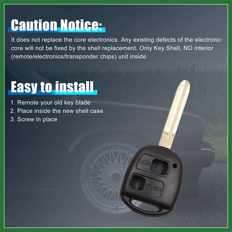 Motoforti Car Keyless Remote Control Key Fob Case 2 Buttons
