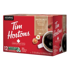 Tim Hortons Hazelnut Flavored, Medium Roast Coffee, Single-Serve K-Cup Pods Compatible with Keurig Brewers, 72ct K-Cups, 6x12ct Boxes, Red