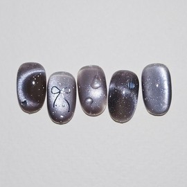 Dawn Dew Handmade Nail Tip Magnetic Water Drop Emboss Nail - Almond Long / 새벽이슬 수제네일팁 자석 물방울엠보 네일 - 아몬드롱