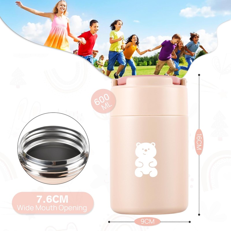Thermo Food Container - Insulated Lunch Box with Foldable Fork&