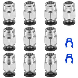 Pack of 10 PC4-M10 Plugs, PC4-M10 Pneumatic Connectors, PC4-M10 Straight Pneumatic Connectors, PC4-M10 Connector, Straight Pneumatic PTFE Quick Fitting for 3D Printers, Thread M10