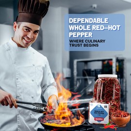Dependable Foods Whole Red Hot Pepper– 2 Lb. Bulk Jar –- 100% Natural Intense Heat, Non-GMO, No Additives, Salt-Free Seasoning | Kosher, Allergen-Free