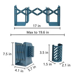 Kingsmile Book Ends, Adjustable Bookends for Shelves, Metal Bookends for Heavy Books, Book Stopper Organzier with Pen Holder for Desk, Kids Room, Office, Classroom, Library, Study Room.(Blue)