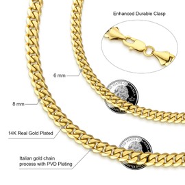 KRKC&CO Cadena Para Hombre, Cadenas Cubana de Oro 18k Chapada/Plata, Acero Inoxidable, Collar Mujer de Estilo Casual Hiphop 5/6/8mm