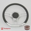 FLASHPOWER 14" D Type Billet Steering Wheel Red Half Wrap