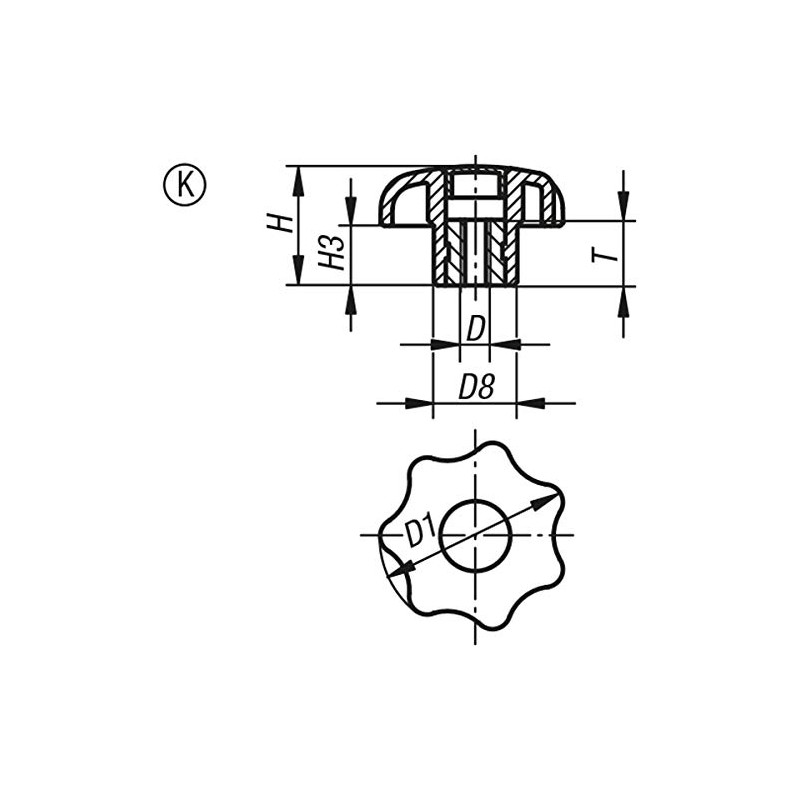 Toggle Star Knob – Thermoplastic – Internal Thread – M5,