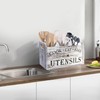 Kitchen Utensil Holder with 3 Compartments, Wooden Storage Utensil Organizer