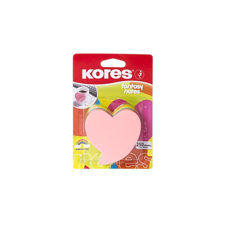Kores Fantasy Sticky Notes Heart Shaped, 5 Neon Colours, 70