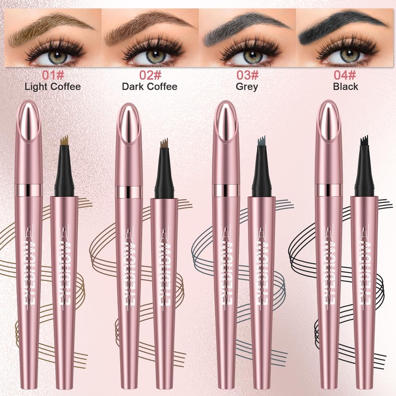 Ledeak Eyebrow Pencil, 3D Waterproof Microblading Eyebrow Pen with 4