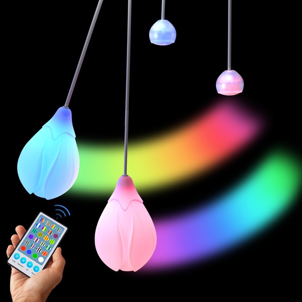 POITOI LED Poi Balls Rechargeable with 34 Vibrant Color Light