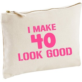 Lolmugs I Make 40 Look Good Make-up Bag 100% Cotton 22x16cm