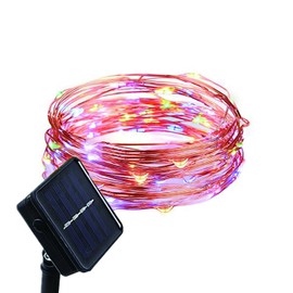 Waterproof Outdoor Solar Powered Copper Wire String Lights Starry Fairy Decorative Rope Lighting for Home Patio Lawn Yard Garden Gate Wedding Party Christmas Decor Decorations 16ft 50 Mini Color LEDs