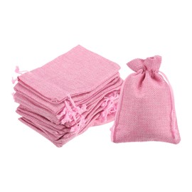 HARFINGTON 25Pcs Burlap Gift Bags with Drawstring 4" x 5.5" Linen Sacks Jewelry Gift Pouches for Wedding Birthday Party Christmas Favors DIY Craft, Pink