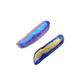 GEMSCITE 2 Pieces Amethyst Aura Quartz Pencil Points Raw Rough Rock Crystals and Healing Stones, Natural Rocks for Tumbling and DIY Raw Stones and Crystals