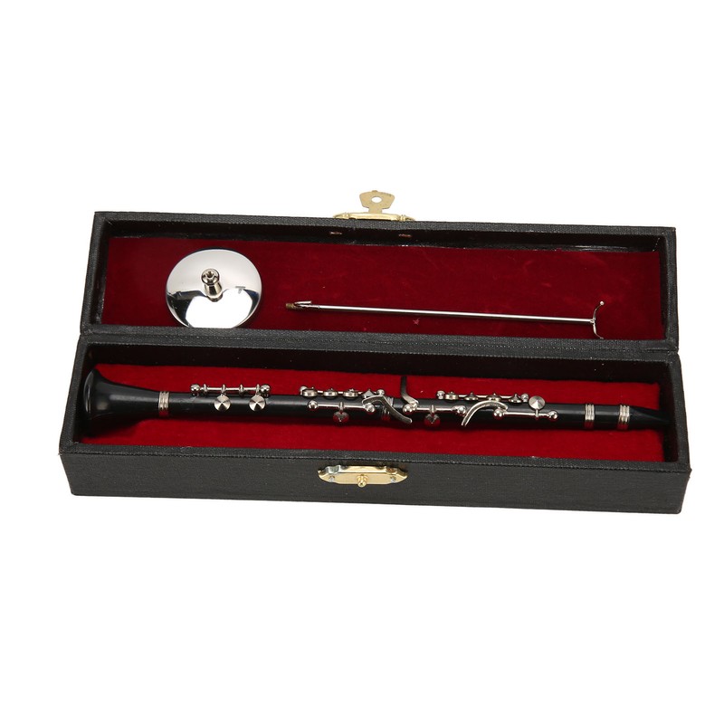 Miniature Clarinet Replica with Stand and Case Musical Instrument Model