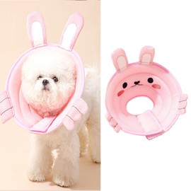 MANON ROSA Cat Cone E-Collar: Soft After Surgery Elizabethan Collar Adjustable Cute Animal Design for Dogs Cats Puppies Kittens Rabbits Bunnies Prevents Licking (Rabbit,L)