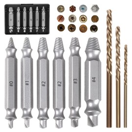 9PCS Damaged Screw Extractor Set Upgraded Model HSS 6542 Hardness is 63-65HRCDamaged Broken Grab Stripped Removal Tool Bolt Remover Kit for General bit Set Double Ended Adult Gifts for Men