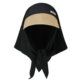 Croogo Straw Visor Hat Summer Outdoor Neck Shield Flap Visor Hat for Women Sun Protection Cap with Wide Brim Travel Fishing Beach Hat,Black-SV2503