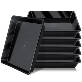 GREANER 8 Inch Humidity Tray, Black 6 PCS Plant Pot Drainage Tray, Indoor Plant Trays for Pots, Drip Trays for Potted Plants, Plastic Plant Trays for Pots, Seed Starter Growing Tray