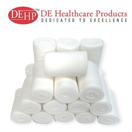DE Healthcare Products Elastic Cohesive Bandage (4 m x 10 cm), Skin-Friendly Fixation Bandage, Pack of 20, Easy to Use, White