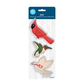 R & M International 2024 Bird Cardinal, Hummingbird, and Dove, 3-Piece Cookie Cutter Set, Silver