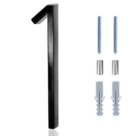 Floating House Numbers, 5 Inch Black Modern Metal Outdoor Address Numbers for Garden Door Mail Box Decor with Nail Kit and Instructions (Numbers 1)