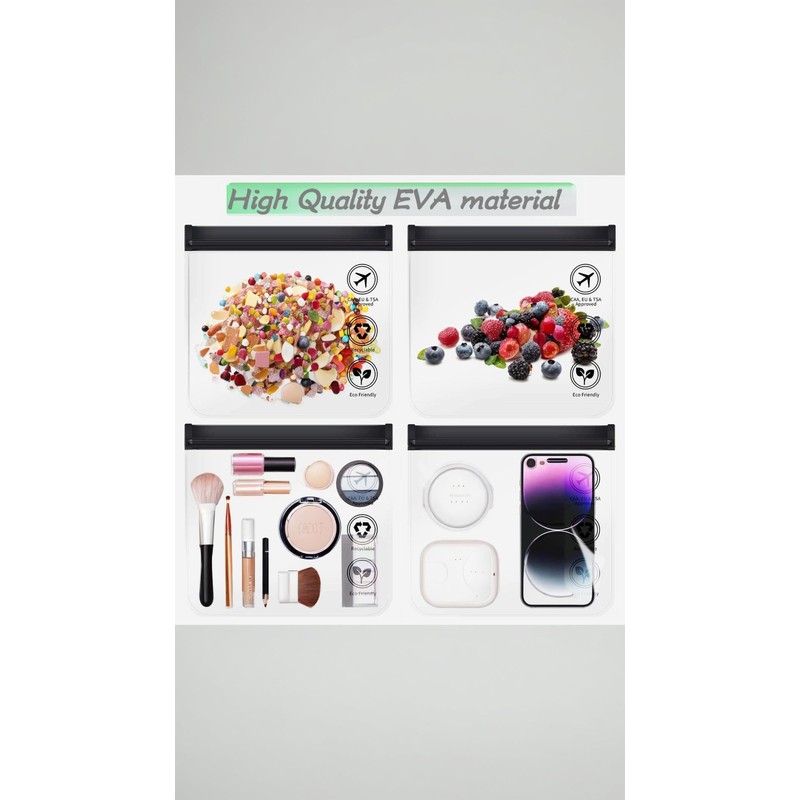 TSA-Approved Leakproof Toiletry Bags 4-Pack Clear Zipper Pouches for Liquids,