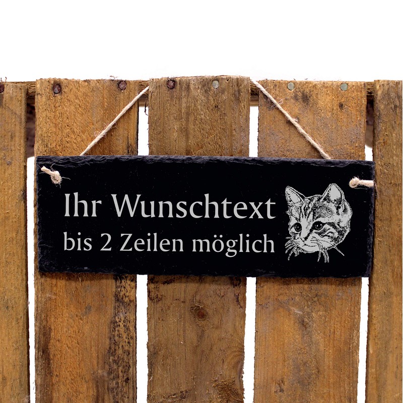 Door Sign with Kitten Cat Design Engraved Slate 22 x
