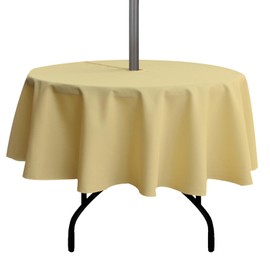 youngseahome Outdoor Tablecloth Wrinkle-Free Stain Resistant Waterproof Polyester Fabric Table Cover with Zipper Umbrella Hole for Picnic/Party/Dinner/Patio Garden(60inch Round,Zippered,Yellow)