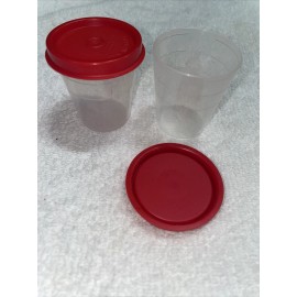 Tupperware Midgets 4789 2oz Mini Storage Containers Red Lids 201 NOS Set Of 2