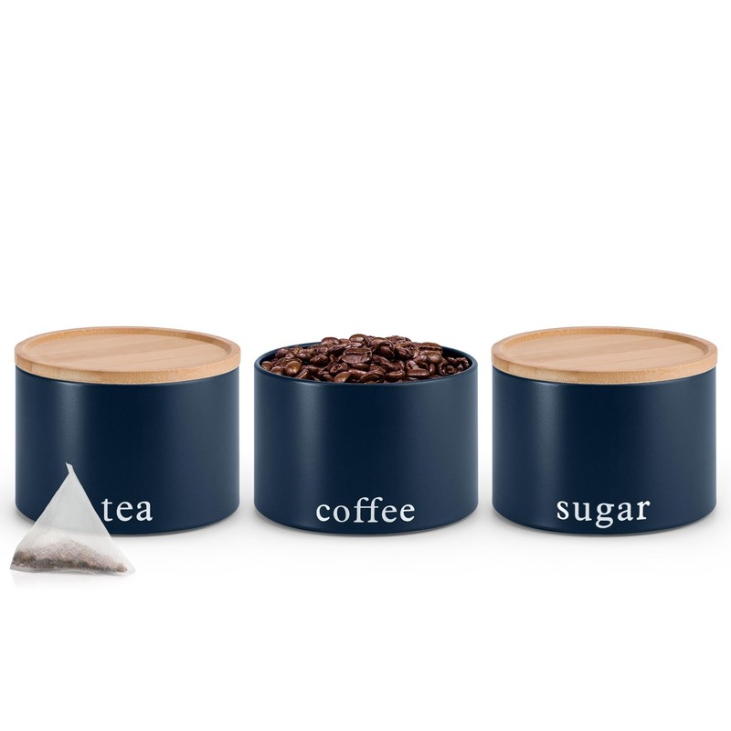 EHC Tea, Coffee, Sugar, Canister Set, Set of 3 Stackable