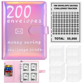 100 Envelopes, 100 Envelope Saving Challenge Savings Book for Money Budget Planner with 25 Money Saving Trackers to Save €5050 - Budget Binder for School, Home, Office