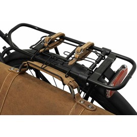 Gusti Philippe T. Leather Bag Holder Pannier Rack with Leather Strap Brown Leather