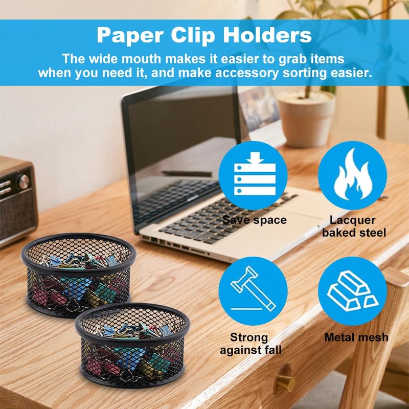 Kryslanix 2 Pack Mesh Paper Clip Holder,Paperclip Holders for Desk