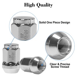 Golf Cart Chrome Wheel Lug Nuts for Club Car & EZGO, 1/2"-20 Size, OEM# 14723-G1, 1010984, 14723-G1, 16 Pack