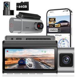 Bzgnl 3 Channel Dash Cam STARVIS IMX335 Sensor,4K+1080P+1080P Dash Cam Front and Rear Inside with 64G Card,Triple Dash Camera with 3.69 Inch Touch Screen