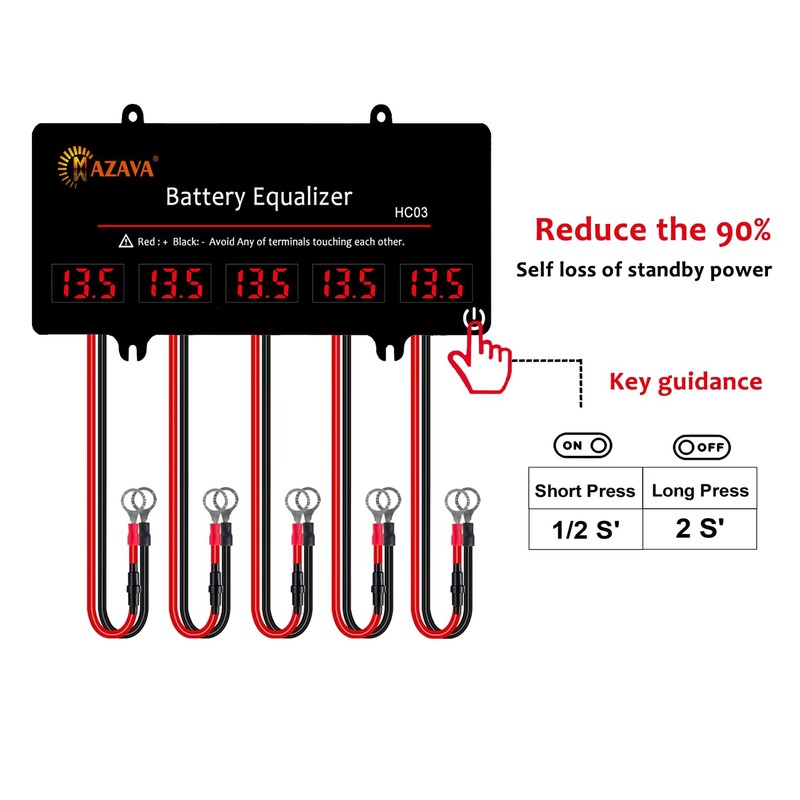 MAZAVA HC03 Battery Equalizer for 12/24/36/48V/60V Batteries Voltage Balancer 5S