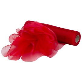 29cm x 25m Roll of Organza Sheer Fabric - Elegant Decorative Cloth for Wedding Chair Bows, Table Runners, Party Favours - Crafting Supplies for Ribbons, Dress Accents,and Bags, Red