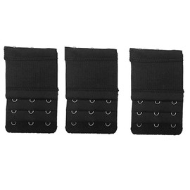 Yesmin Pack of 3 Bra Strap Extenders Extensions Elastic Extender Set 3 Hooks (Black)