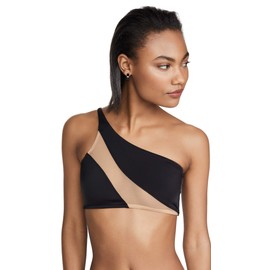 Norma Kamali womens Bikini Top, Black/Nude Mesh, Medium US