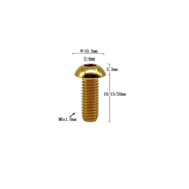 RISON Pack of 5 Titanium Rounded Head Screws with Hexagon