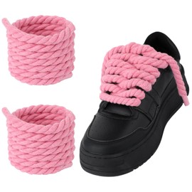 Molain Thick Rope Shoe Laces for A F-1, 1 Pair Round Cotton Chunky Twisted Shoelaces Replacement for A F-1(pink)