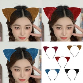 Tocado de leopardo con pasador para cabello de, Red Accesorio no alergénico para disfraces de niños, diadema con orejas de gato brillante para fiestas de mujeres
