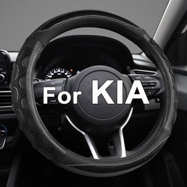 GIANT PANDA Steering Wheel Cover for Kia Soul,Sportage,Forte,Optima,Telluride(3D Honeycomb-Black-Standard Size)